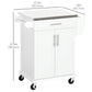 Rolling Kitchen Island with Stainless Steel Top - White
