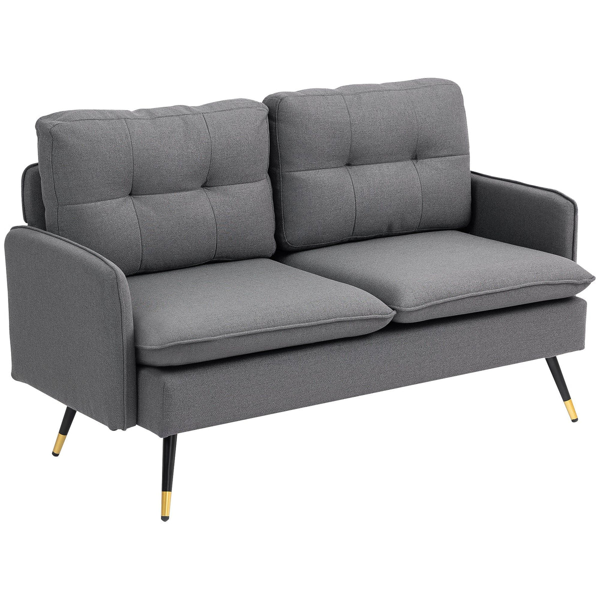 55" Linen Loveseat with Button Tufting - Dark Grey
