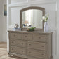 Lettner - 3 Pc. - Dresser, Mirror, Queen Panel Bed - Light Gray