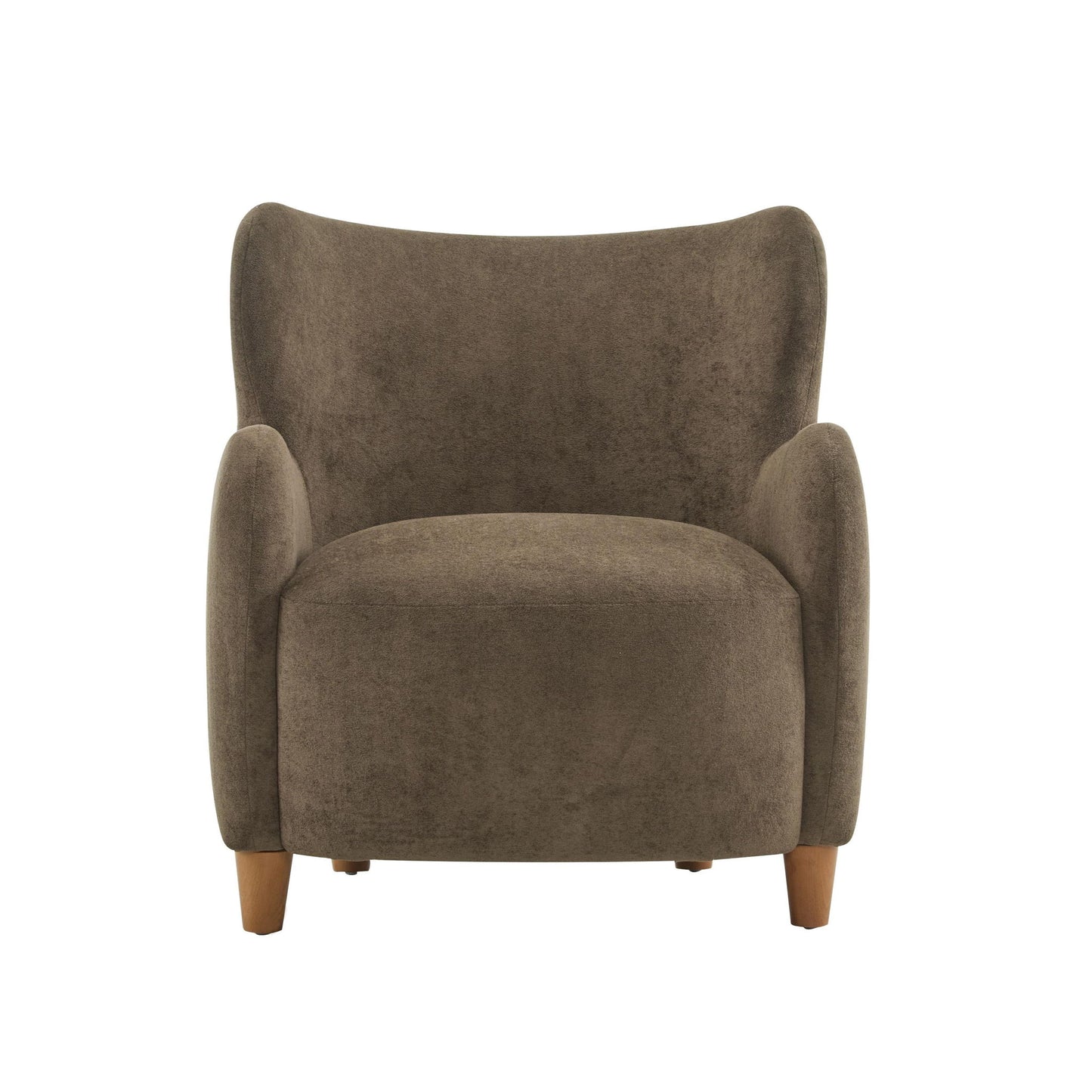 Luxe Wingback Armchair with Pocket-Spring Cushion, Elegant Lounge Chair for Living Room, 31" L x 32" W x 33" H, Dark Brown+Light Teak