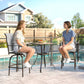 Outdoor Bar Stools Set of 2, Swivel Bar Height Chairs with High Back, Curved Armrests and Steel Frame, Mixed Grey
