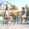 Outdoor Bar Stools Set of 2, Swivel Bar Height Chairs with High Back, Curved Armrests and Steel Frame, Mixed Grey