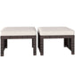 2 Pieces Wicker Outdoor Ottomans with Removable Cushions, Rattan Outdoor Seating, Footrest and Side Table, Khaki