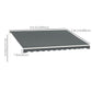 13' x 10' Electric Awning, Retractable Awning Sun Shade Shelter with Remote Controller, Manual Crank Handle and Aluminum Frame, for Deck, Balcony, Yard, Grey
