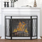 3-Panel Metal Mesh Fireplace Screen, Decorative Fire Spark Guard Cover, 49.5" x 31.5"for Living Room Home Decor, Black