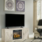 Bellaby - Whitewash - TV Stand With Faux Firebrick Fireplace Insert