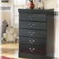 Huey - Black - Five Drawer Chest