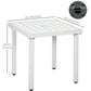 Outdoor Side Table, Patio End Table with Umbrella Hole, Small Coffee Table with Steel Frame for Balcony, White