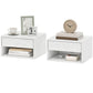 Floating Bedside Tables Set of 2, Wall-Mounted Nightstand, High Gloss White