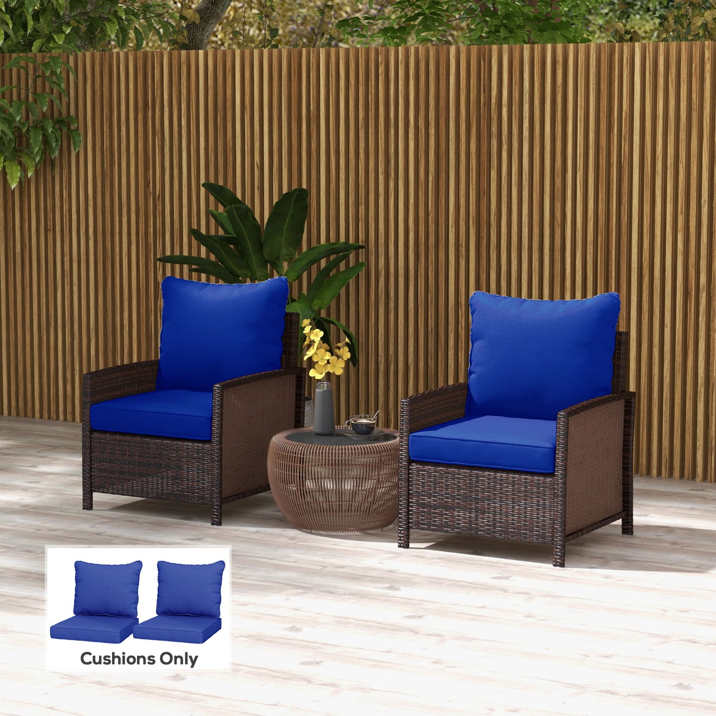 4-Piece Seat Cushion Pillows Replacement, Patio Chair Cushions Set with Back for Indoor Outdoor, Navy Blue