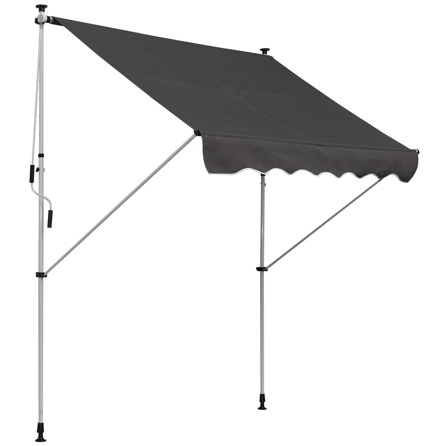 6.6'x5' Manual Retractable Patio Awning Window Door Sun Shade Deck Canopy Shelter Water Resistant UV Protector Grey