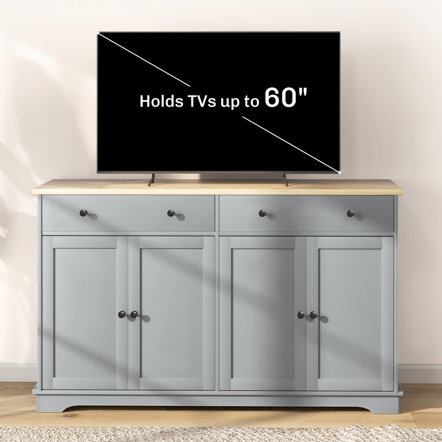 Modern Sideboard, Buffet Cabinet with Storage Drawers, Adjustable Shelves for Living Room, Dining Room, Entryway, Grey