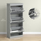 Slim Shoe Cabinet with 3 Flip Drawers and Adjustable Shelves, Narrow Shoe Cabinet for 15 Pairs of Shoes, Grey