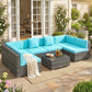 7 Piece Patio Furniture Set, PE Rattan Outdoor Conversation Set with Sectional Sofa