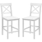 Set of 2 Farmhouse Counter Stools with Backs - White