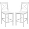 Set of 2 Farmhouse Counter Stools with Backs - White