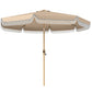 9ft Khaki Fringed Market Table Umbrella with Push Button Tilt