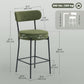 Set of 2 Barstools, Upholstered Corduroy Bar Stools with Backrest, Footrest for Kitchen Island, Dining Room, Green