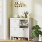 Narrow Shoe Cabinet with 4 Flip Drawers, Adjustable Shelves for Entryway, Holds 12-20 Pairs, White