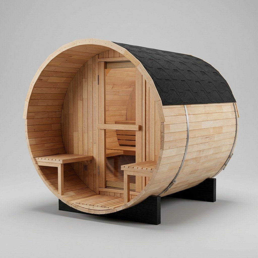 Nordic Porch Barrel Sauna (4-6 Person)