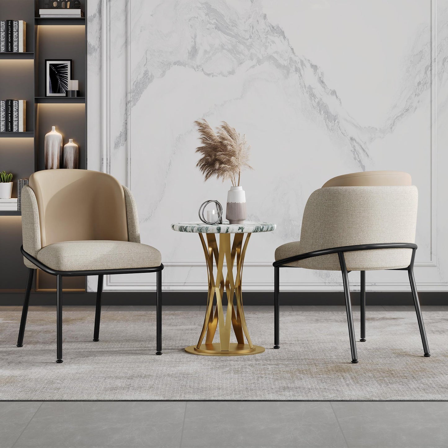 Set of 2 Modern Dining Chairs with High-Density Foam Seat, Upholstered chair Set for Living Spaces, 21.5'' L x 21.5'' W x 33.5'' H, Beige