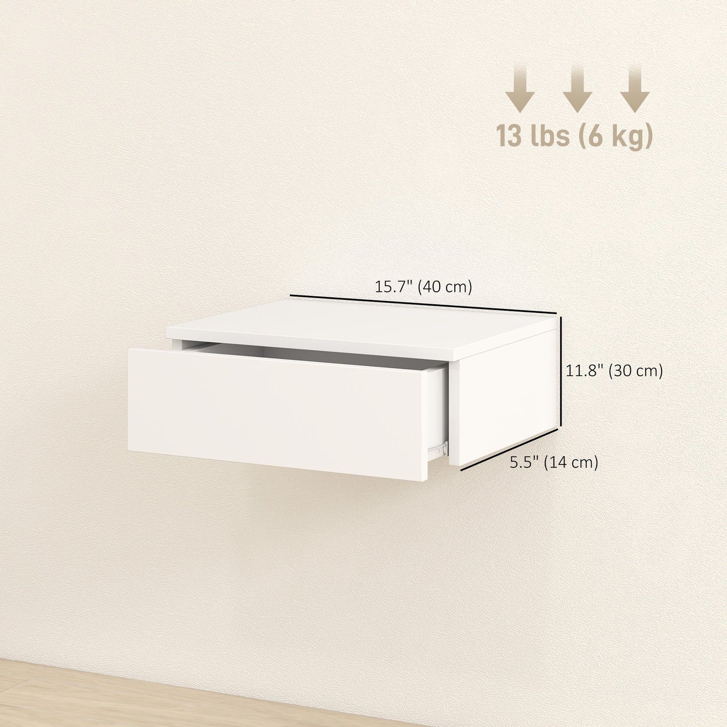 Wall Mounted Floating Nightstands Set of 2 - White