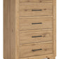 Galliden - Light Brown - Five Drawer Chest