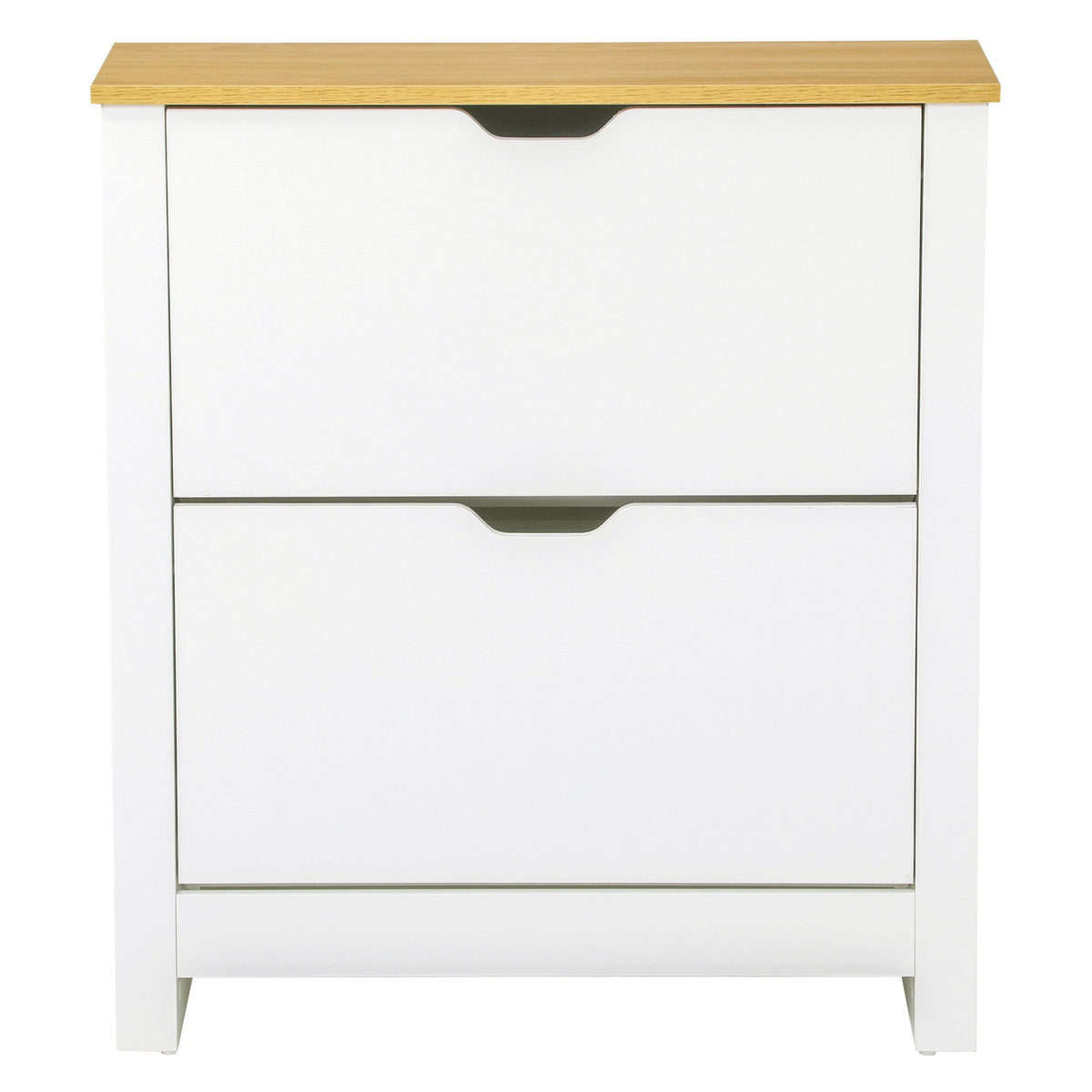 Shoe Storage Cabinet with 2 Flip Drawers and Adjustable Shelves for 6-12 Pairs of Shoes, White
