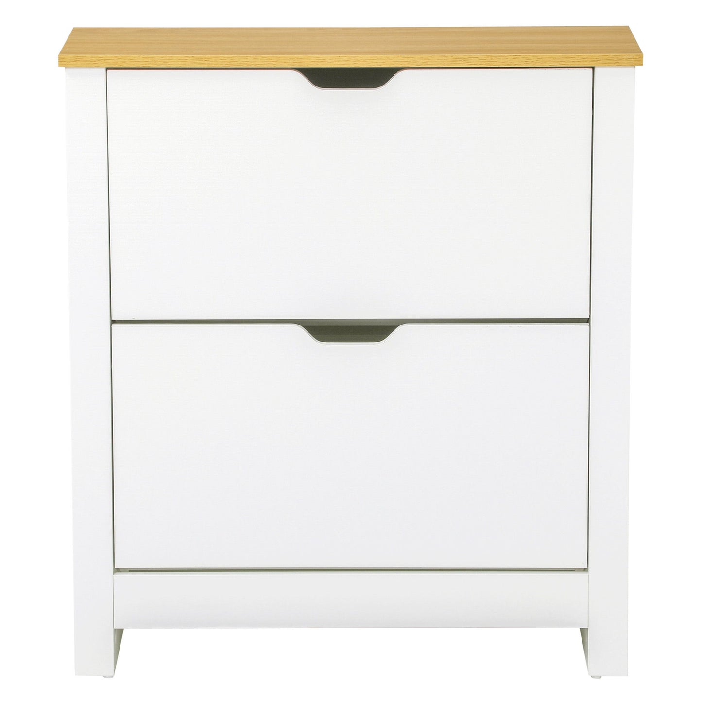 Shoe Storage Cabinet with 2 Flip Drawers and Adjustable Shelves for 6-12 Pairs of Shoes, White