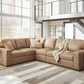 Bandon - Toffee - 3-Piece Sectional With Raf Loveseat - Leather Match - Forward Furniture