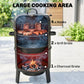 3-in-1 Vertical Charcoal Smoker with 2 Grill Grates, Built-in Thermometer, Adjustable Vent, 2 Doors