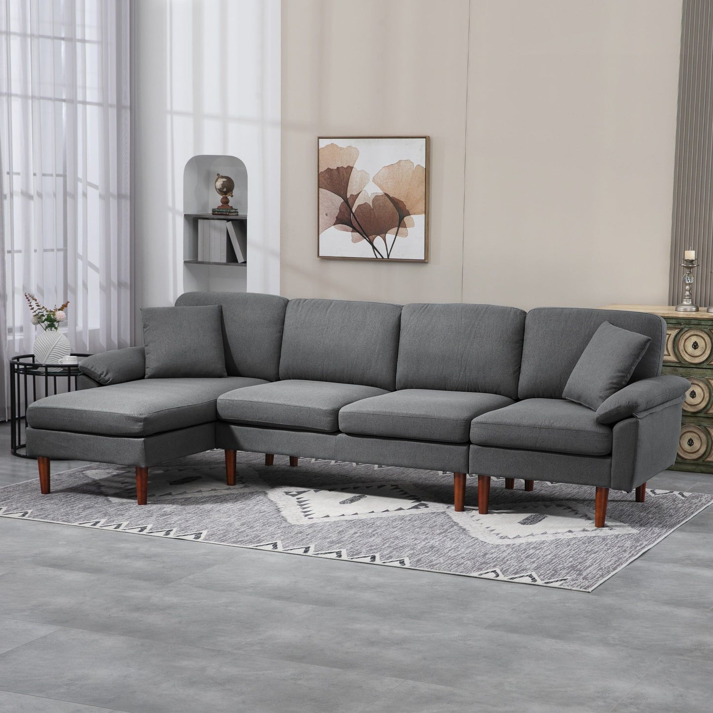 L-Shaped Sectional Sofa with Reversible Chaise - Dark Grey