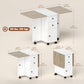 Drop Leaf Dining Table, Mobile Folding Table on Wheels with Drawers and Cabinet for Dining Room, Kitchen, White and Oak