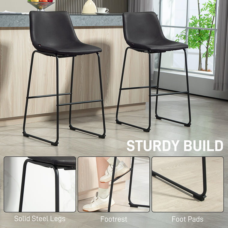 Counter-Height PU Leather Bar Stools Set of 2