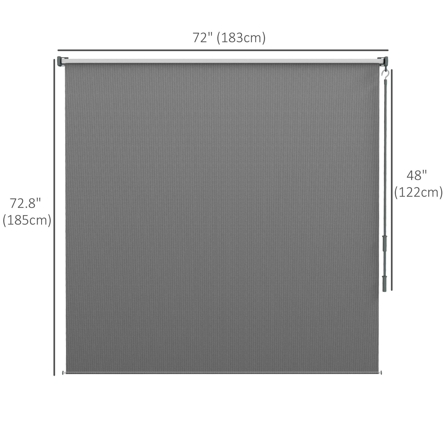 6' x 6' Patio Door Blinds, Outdoor Roller Shades, Cordless Roll Up Shade for Porch Gazebo, Light Grey