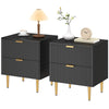 Nightstand Set of 2 with 2 Drawers and Metal Legs - Black