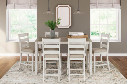 Skempton - White / Light Brown - Counter Height Dining Table and Bar Stools (Set of 7) - Forward Furniture