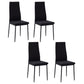 Modern Dining Chairs High Back Upholstered Linen Fabric with Metal Legs for Kitchen Black