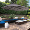 Outdoor Patio Umbrella Offset Cantilever Umbrella with Twin Canopy Sunshade Umbrella with Lift Crank Grey