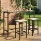 Bar Height Outdoor Table with Built-In Bottle Opener, Patio Bar Table with Wood Grain Plastic Top, 55" x 15" x 39"