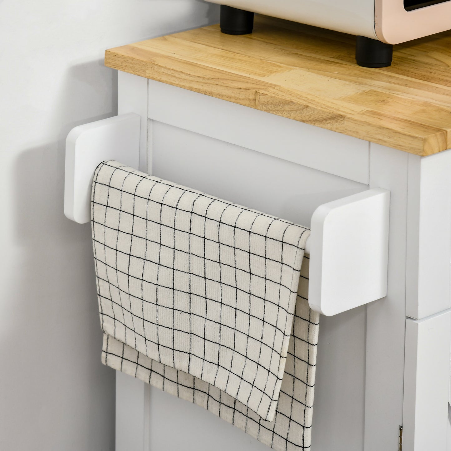 Foldable Kitchen Island with Storage Drawer, Farmhouse Style Rolling Utility Cart, Coffee Bar Cabinet on Wheels with Drop-Leaf Wood Top, White