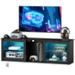 TV Stand with LED Lights, Modern Entertainment Center with Adjustable Glass Shelves, for TVs up to 65 Inch, Black