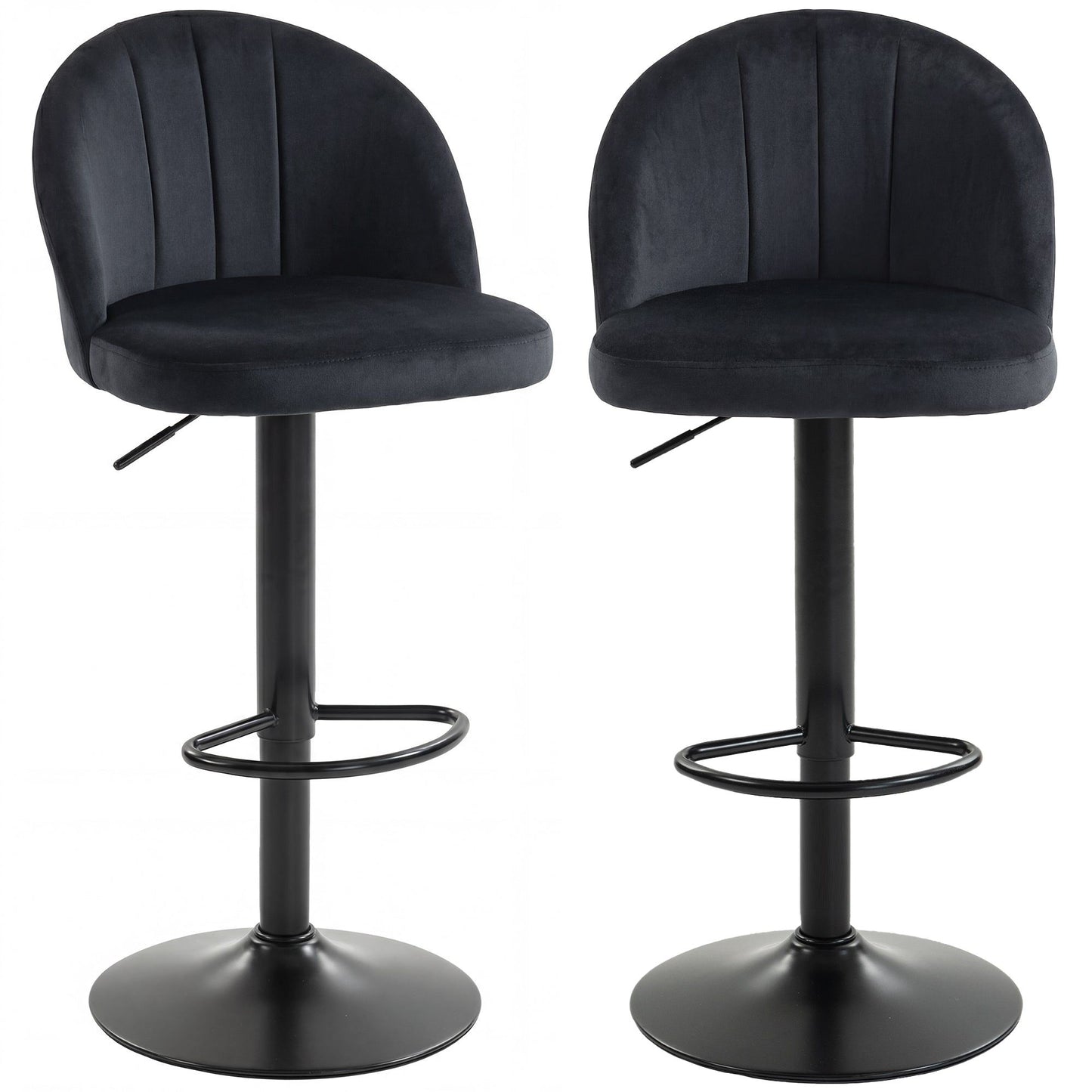 Swivel Counter Height Bar Stools Set of 2 with Footrest - Black
