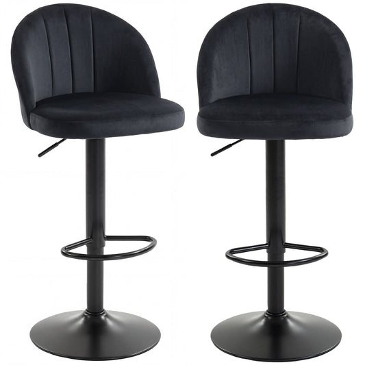 Swivel Counter Height Bar Stools Set of 2 with Footrest - Black