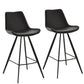 Set of 2 Microfiber Bar Stools with Padded Seat - Black