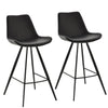 Set of 2 Microfiber Bar Stools with Padded Seat - Black
