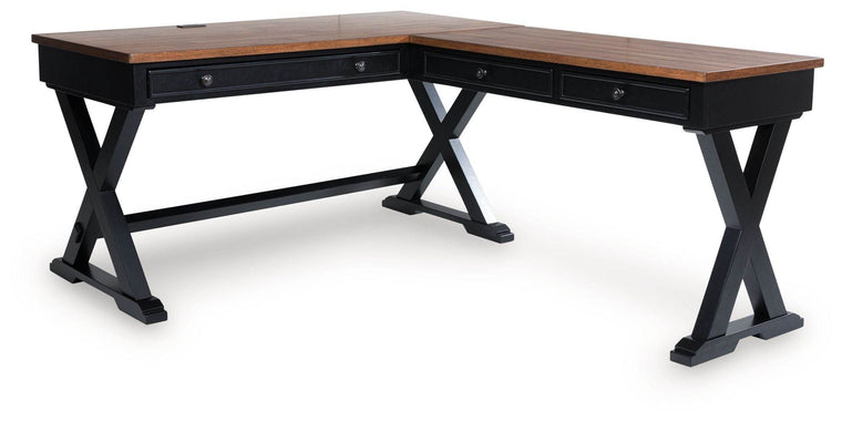 Wildenauer - Brown / Black - Home Office Desk And Return - Forward Furniture