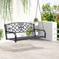 50"L Steel Porch Swing Fleur-De-Lis Patio Swing Chair Hanging Bench Outdoor 2-person Glider Chair Seat w/ Chain Antique Style Black