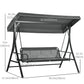 3 Person Porch Swing Bench with Adjustable Canopy, Cushions, Pillows for Porch and Backyard, Dark Grey
