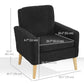 Fabric Accent Chair, Modern Upholstered Armchair with Wood Legs and Wide Padded Seat, Black